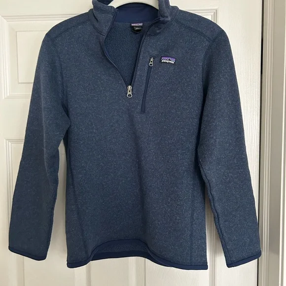 Patagonia Kids Navy Blue Quarter-Zip Fleece Pullover - Picture 1 of 3